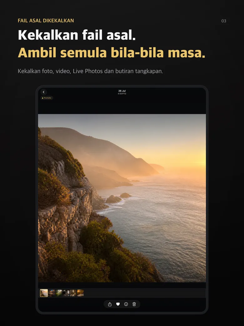Kekalkan fail asal. Ambil semula bila-bila masa.